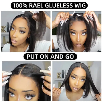 Lekker Wear and Go Short Straight Bob Human Hair Lace Wig For Women Brazilian Remy Hair Glueless Pixie Middle Part Lace Easy Wig Hebdo Store