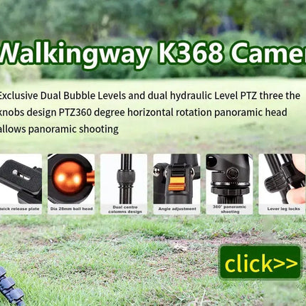 WalkingWay 62.99 Inch Professional High Camera Tripod for DSLR Portable Aluminum Travel Tripod with 360Degree Panorama Ball Head HEBDO STORE