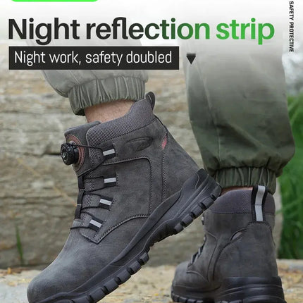 Rotating Button Lightweight Work Safety Shoes Men Industrial Work Sneakers Breathable Steel Toe Shoes Protective Safety Boots HEBDO STORE