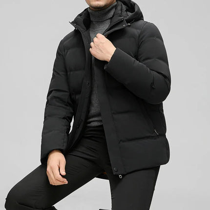 Black Winter Men's Down Jacket White Duck Down Detachable Hood Clothes Jack -20 dégré HEBDO STORE