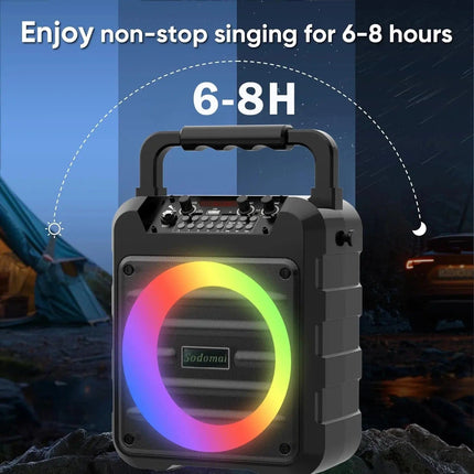 Karaoke Machine with 2 Wireless Karaoke Microphones, Portable Bluetooth Speaker Home Karaoke System with RGB Colorful Light HEBDO