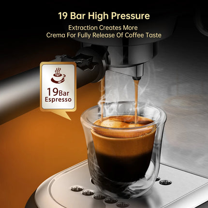 HiBREW Coffee Maker Cafetera 19 Bar Inox Semi Automatic Super Slim ESE POD& Powder Espresso Cappuccino Machine Hot Water H11 HEBDO STORE