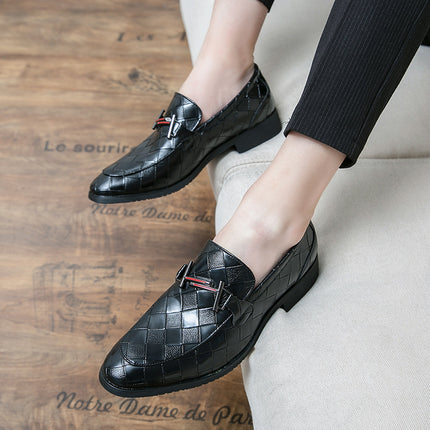 Round Toe Business Rubber Low-top Formal Leather Shoes Pointed Toe Wear HEBDO STORE