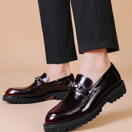 Luxury Loafers Men PU High Quality Metal Decoration platform Slip On Fashion Designer Leather Shoes Business Dress Shoes メンズシューズ - Premium  from FRANTZDOL STORE  - Just $90! Shop now at FRANTZDOL STORE 