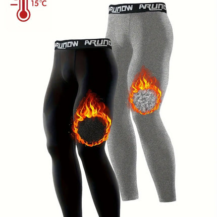 2-Pack ARUNOW Men'S Thermal Fleece-Lined Leggings HEBDO