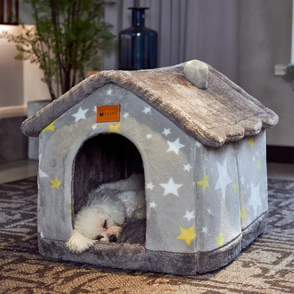 Foldable Dog House Pet Cat Bed Winter Dog Villa Sleep Kennel Removable Nest Warm Enclosed Cave Sofa Pets Supplies HEBDO