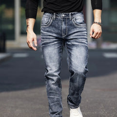 Men's Stretch Jeans with Classic Embroidery HEBDO