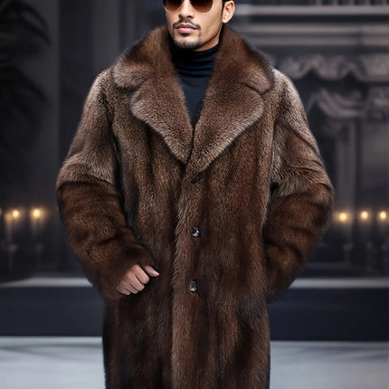 High-Quality Luxury Men's Faux Mink Fur Coat - Warm, Stylish & Casual Long Sleeve with Suit Collar for Fall/Winter HEBDO