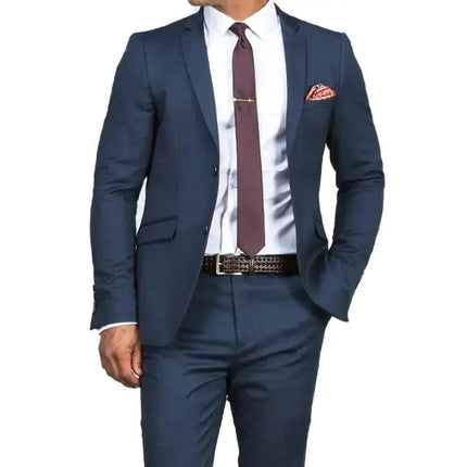 Gorgeous Slim Dark Blue Wedding Suits For Men Tailor-Made Suits Custom Made Suit Business Tailor Suit Men Fashion Blue Tuxedo - Premium  from FRANTZDOL STORE  - Just $180! Shop now at FRANTZDOL STORE 