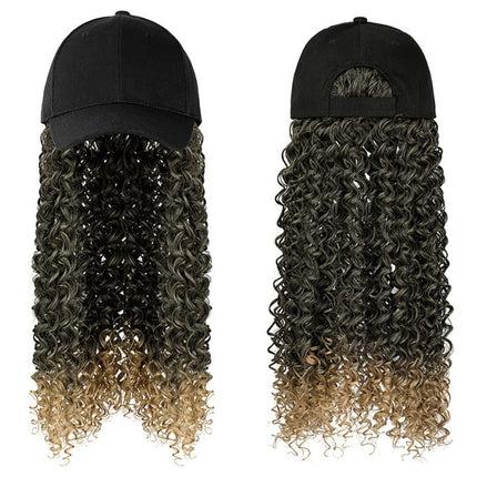 Women's Fashion Natural Headgear With Hat And Wig HEBDO STORE