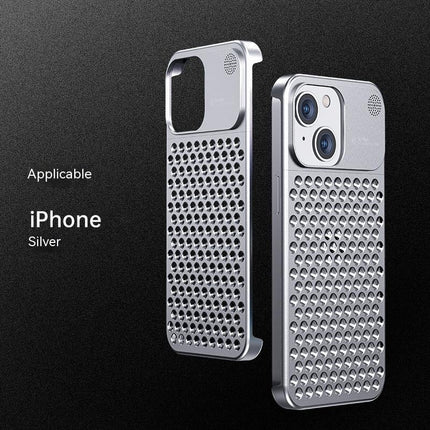 Aluminum Alloy Phone Case For 14 13 Pro Max Plus Hollow Heat Dissipation Anti-fall Full Body Shockproof Phone Cove HEBDO STORE