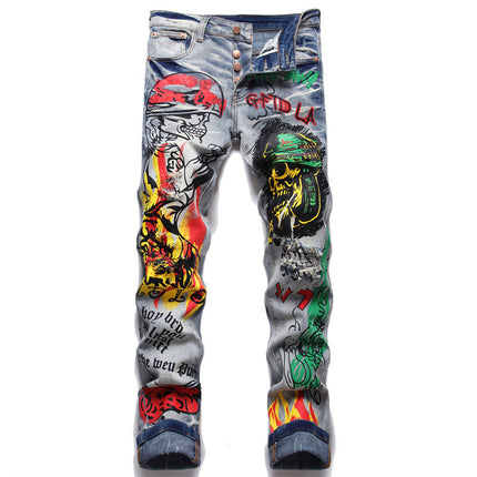 Stretch Print Dye Skinny Men's Jeans HEBDO STORE