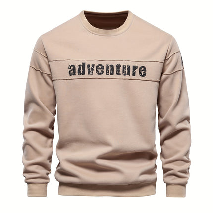 Men's Cotton Blend Crew Neck Sweatshirt | Trendy Alphabet Print | Casual & Comfortable Pullover for Fall and Winter HEBDO STORE