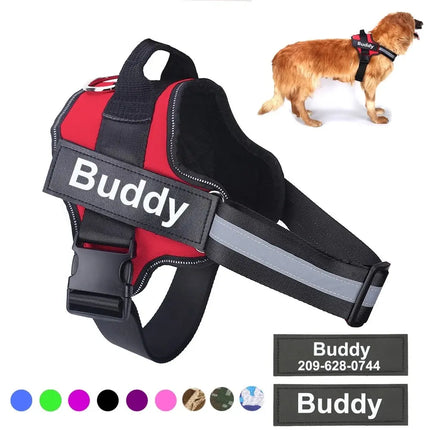 Personalized Dog Harness NO PULL Reflective Breathable Adjustable Pet Harness Vest For Small Large Dog Custom Patch Pet Supplies HEBDO