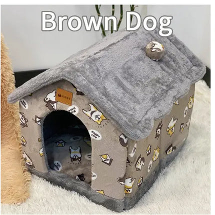 Foldable Dog House Pet Cat Bed Winter Dog Villa Sleep Kennel Removable Nest Warm Enclosed Cave Sofa Pets Supplies HEBDO