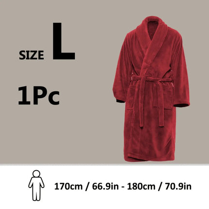 Ultra-Soft Fleece Bathrobe - Cozy, Warm & Machine Washable with Shawl Collar for Men and Women HEBDO