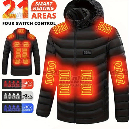 Heating Jacket Area 21 Smart Heating Jacket Charging Jacket Without Battery Bank, Cold Proof Whole Body Warm Winter Down Thermostatic Men's Jacket HEBDO STORE