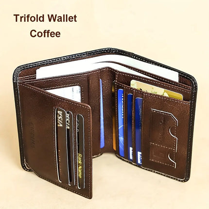 Genuine Leather Rfid Wallets For Men Vintage Thin Short Multi Function ID Credit Card Holder Money Bag Give Gifts To Men On Valentine's Day - Premium  from FRANTZDOL STORE  - Just $29.99! Shop now at FRANTZDOL STORE 