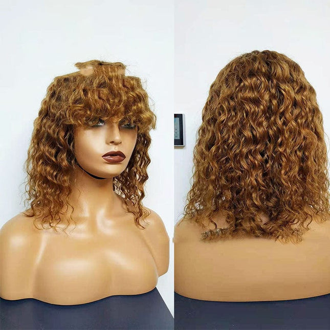 Water Wave Human Hair Wigs With Bangs HEBDO STORE