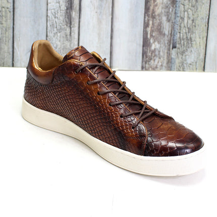 Men's Embossed Flat Casual Leather Shoes HEBDO STORE