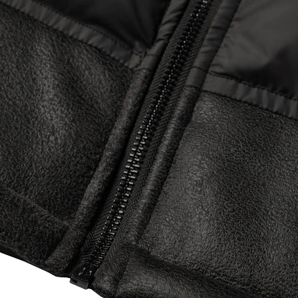 Men's Casual Winter Jacket - Warm Fleece-Lined Faux Leather, Zip-Up with Pockets for Outdoor & Casual Attire HEBDO