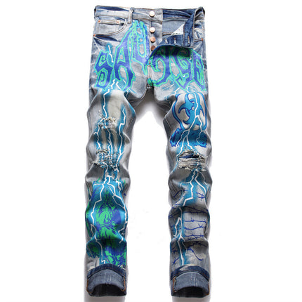 Stretch Print Dye Skinny Men's Jeans HEBDO STORE