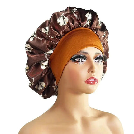 Women Satin Bonnet Cap Silky Big Bonnet for Women Floral Printing Sleep Cap Design Boneet's - Premium  from FRANTZDOL STORE  - Just $10.99! Shop now at FRANTZDOL STORE 