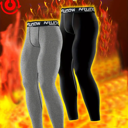 2-Pack ARUNOW Men'S Thermal Fleece-Lined Leggings HEBDO