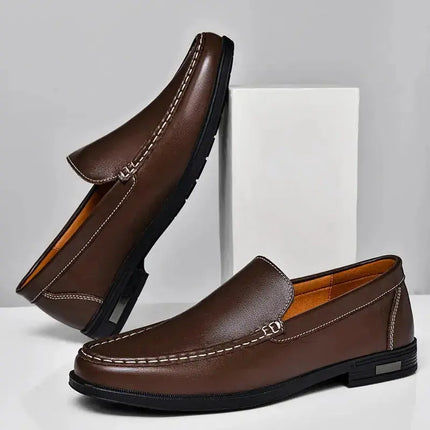 Luxury Brand Business Shoes Classic Brown Leather Shoes Men's Low Heel Loafers Shoes Comfortable and Breathable Wedding Shoes - Premium  from FRANTZDOL STORE  - Just $70! Shop now at FRANTZDOL STORE 