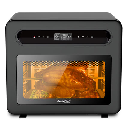 Geek Chef Steam Air Fryer Toast Oven Combo , 26 QT Steam Convection Oven Countertop , 50 Cooking Presets, With 6 Slice Toast, 12 In Pizza, Black Stainless Steel. Prohibited From Listing On Amazon HEBDO STORE