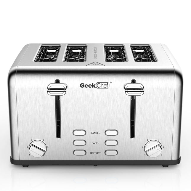 Prohibit Shelves In The Amazon. Toaster 4 Slice, Geek Chef Stainless Steel Extra-Wide Slot Toaster With Dual Control Panels Of Bagel,Defrost,Cancel Function,Ban Amazon HEBDO STORE