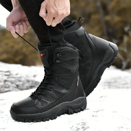 Men's High Top Snow Boots, Warm Fleece Cozy Non-slip Ankle Boots Plush Comfy Outdoor Hiking Shoes Fur Lined Trekking Shoes, Winter - Premium  from FRANTZDOL STORE  - Just $85! Shop now at FRANTZDOL STORE 