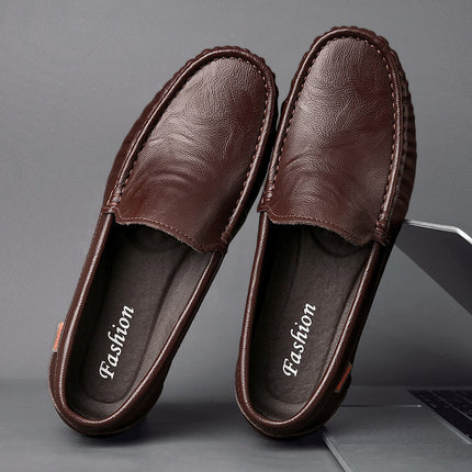 British Style Leather Slip-on Loafers HEBDO STORE