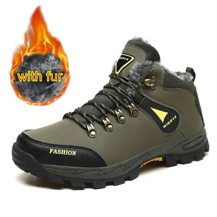 Outdoor Hiking Boots Men Waterproof Snow Boots With Fur Plus Size 39-47 - Premium  from FRANTZDOL STORE  - Just $42.05! Shop now at FRANTZDOL STORE 