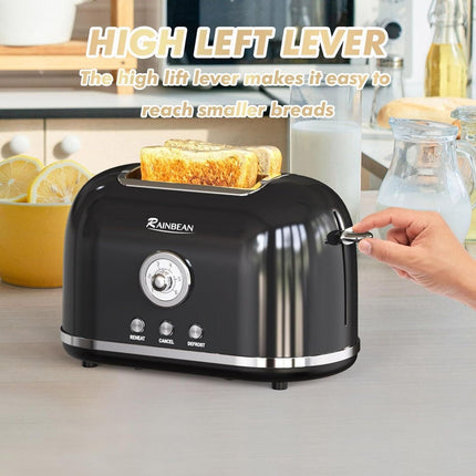 Toaster 2 Slice Retro Toaster Stainless Steel With 6 Bread Shade Settings And Bagel Cancel Defrost Reheat Function, Cute Bread Toaster With Extra Wide Slot And Removable Crumb Tray HEBDO STORE