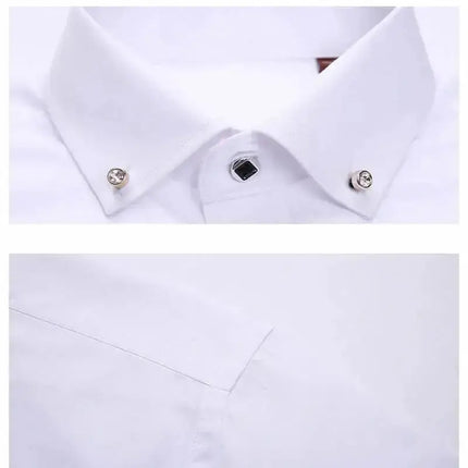 Men's Button-down Shirt Long Sleeve Casual Formal Business Dress Shirts Pocket-less Solid Color Blue White Tops Korean Slim Fit - Premium  from FRANTZDOL STORE  - Just $35! Shop now at FRANTZDOL STORE 