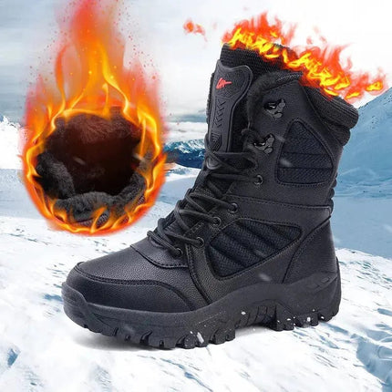 Winter Men's Boots Large Size Plush Warm Snow Boots Outdoor Fashionable Combat Boots Army Boots Classic Black Platform sneaker - Premium  from FRANTZDOL STORE  - Just $42.52! Shop now at FRANTZDOL STORE 