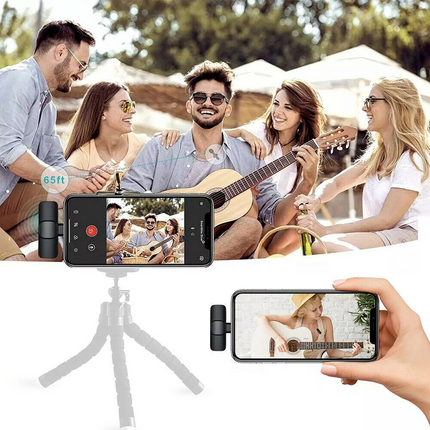 Professional Wireless Lavalier Lapel Microphone For IPhone, IPad - Cordless Omnidirectional Condenser Recording Mic For Interview Video Podcast Vlog YouTube HEBDO STORE