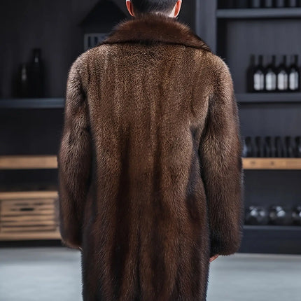 High-Quality Luxury Men's Faux Mink Fur Coat - Warm, Stylish & Casual Long Sleeve with Suit Collar for Fall/Winter HEBDO