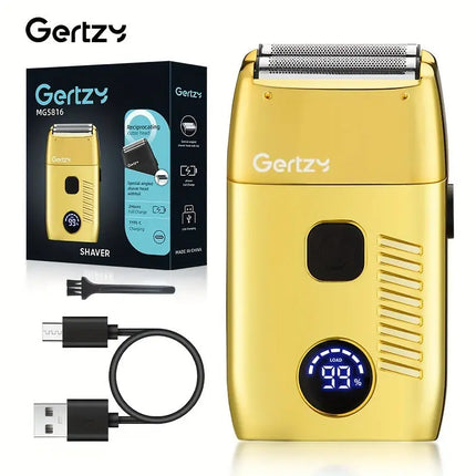 1pc GERTZY Electric Razor for Men, USB Rechargeable Foil Shaver with Dual Reciprocating Blades, Adjustable Speed, Digital LCD Display, 600mAh Lithium Battery, Ideal for Short Beard Trimming, Father'S Day Gift HEBDO