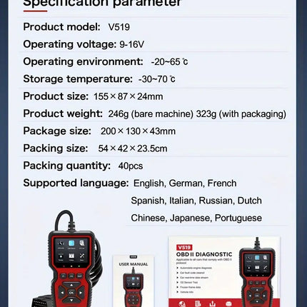 Car Full OBD2/EOBD Code Reader Scanner Automotive Professional OBDII Diagnostic Tools Car Diagnostic HEBDO