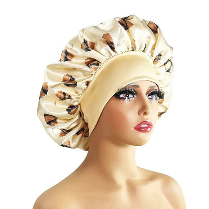 Women Satin Bonnet Cap Silky Big Bonnet for Women Floral Printing Sleep Cap Design Boneet's - Premium  from FRANTZDOL STORE  - Just $10.99! Shop now at FRANTZDOL STORE 