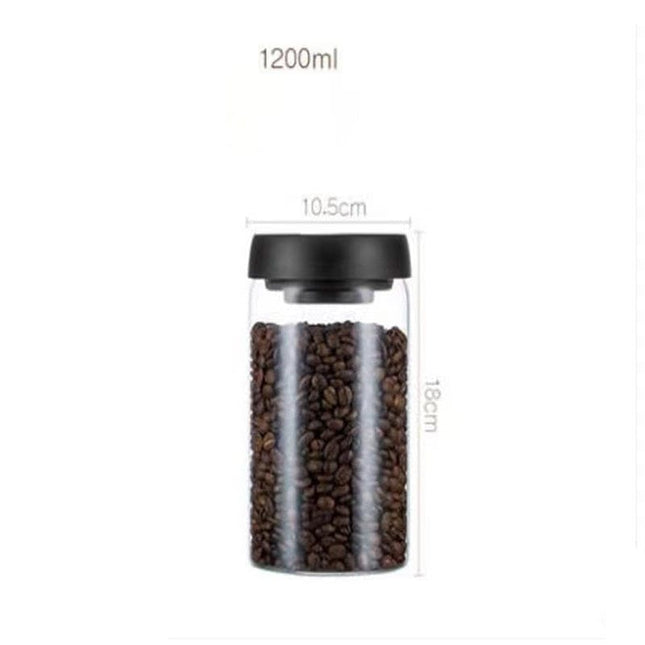 Vacuum Sealed Jug Set Black Coffee Beans Glass Airtight Canister Kitchen Food Grains Candy Keep Good Storage Jar Set Kitchen Gadgets HEBDO STORE