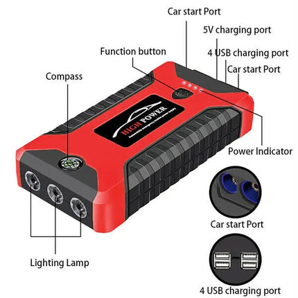 12V Car  Starter Pack Booster Battery Charger Emergency Power Bank UK HEBDO