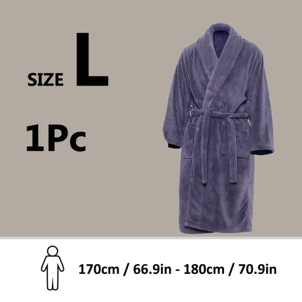 Ultra-Soft Fleece Bathrobe - Cozy, Warm & Machine Washable with Shawl Collar for Men and Women HEBDO