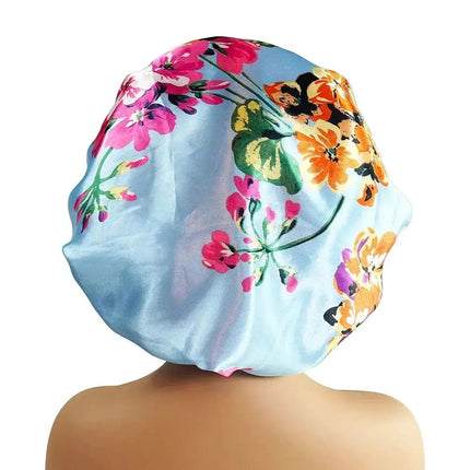 Women Satin Bonnet Cap Silky Big Bonnet for Women Floral Printing Sleep Cap Design Boneet's - Premium  from FRANTZDOL STORE  - Just $10.99! Shop now at FRANTZDOL STORE 