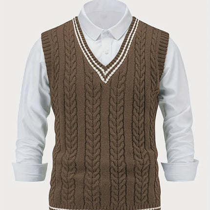 Unisex Casual V-Neck Knit Sweater Vest HEBDO