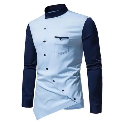 Vintage Shirts For Men Patchwork Irregular Oblique Button Long Sleeve Mens Dress Clothes Wedding Business Shirt Chemise Homme - Premium  from FRANTZDOL STORE  - Just $20.43! Shop now at FRANTZDOL STORE 