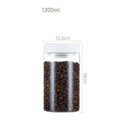 Vacuum Sealed Jug Set Black Coffee Beans Glass Airtight Canister Kitchen Food Grains Candy Keep Good Storage Jar Set Kitchen Gadgets HEBDO STORE