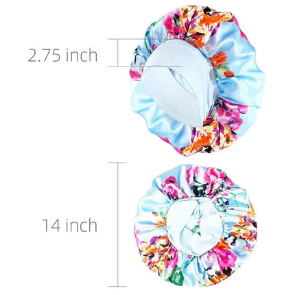 Women Satin Bonnet Cap Silky Big Bonnet for Women Floral Printing Sleep Cap Design Boneet's - Premium  from FRANTZDOL STORE  - Just $10.99! Shop now at FRANTZDOL STORE 